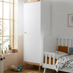 Armoire 1 Porte LIGNE CONFETTI Blanc/bois – Vertbaudet Réductions 14