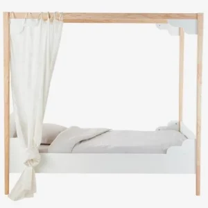 Lit à Baldaquin Enfant LIGNE ROMANCE Blanc / Bois – Vertbaudet outlet soldes 16