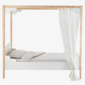 Lit à Baldaquin Enfant LIGNE ROMANCE Blanc / Bois – Vertbaudet outlet soldes 18