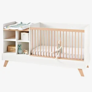 excellent qulity Lit Combiné 4 En 1 évolutif Avec Rangements Et Table à Langer COMBINID Blanc / Bois – Vertbaudet 10