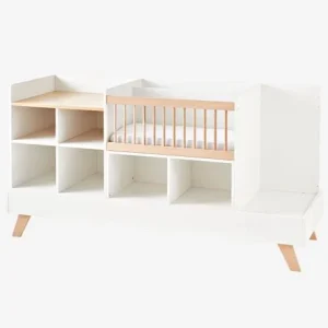 excellent qulity Lit Combiné 4 En 1 évolutif Avec Rangements Et Table à Langer COMBINID Blanc / Bois – Vertbaudet 14