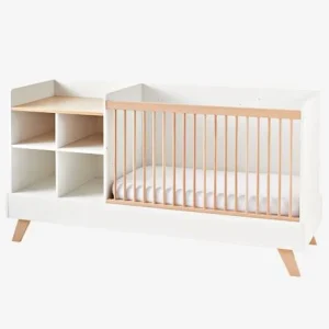 excellent qulity Lit Combiné 4 En 1 évolutif Avec Rangements Et Table à Langer COMBINID Blanc / Bois – Vertbaudet 16