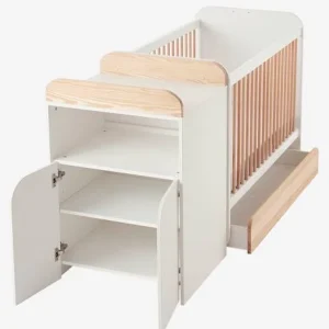 Lit Combiné évolutif Avec Rangements Et Table à Langer LIGNE ECLIPSE Blanc / Bois – Vertbaudet offre spéciale 12