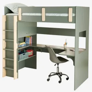 Lit Mezzanine Avec Bureau Et Rangement LIGNE EVEREST Kaki – Vertbaudet Pas Cher soldes France 18